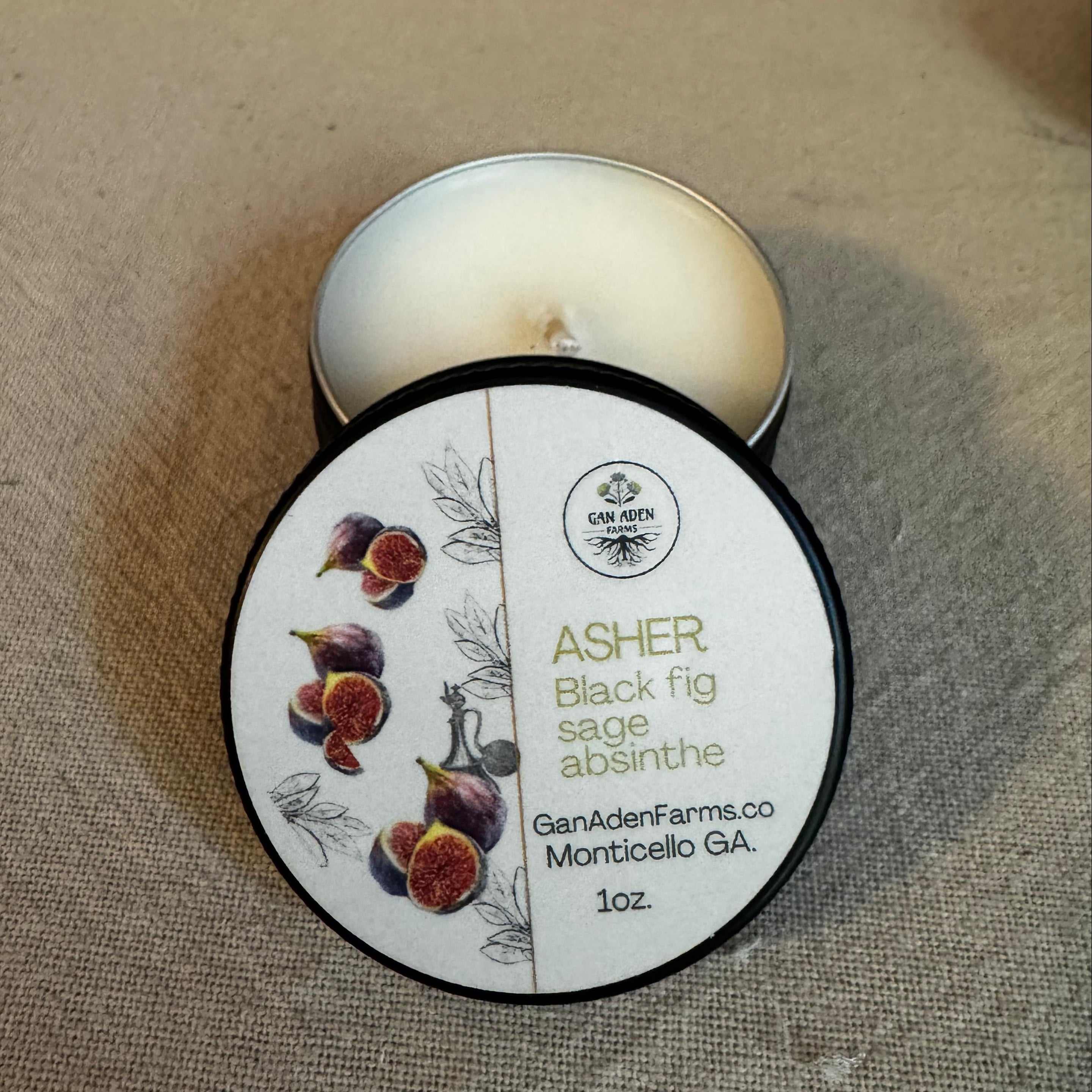 Asher, black fig + absinthe Tea Light Candle Tin